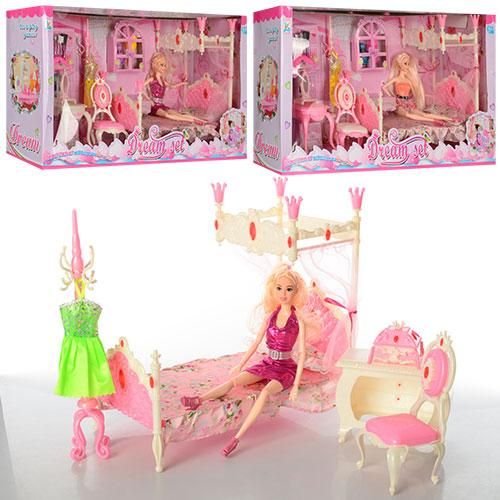 889 - Меблі для ляльки барбі Спальня в класичному стилі, лялька, ліжко, трюмо, меблі для будиночка барбі