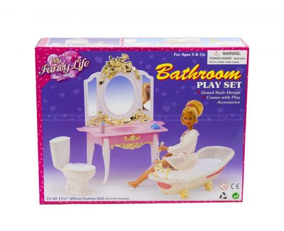 Меблі ванна кімната для ляльки , меблі для будиночка барбі 2316