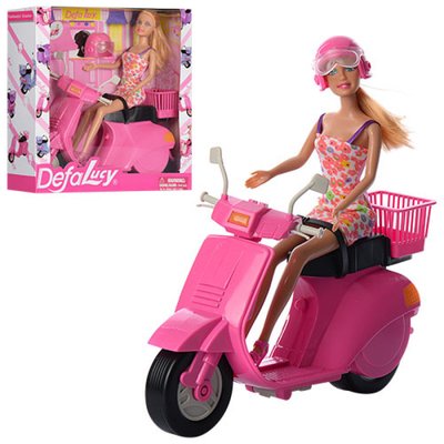 Лялька на скутері (прог на мотоциклі), лялька 29 см, рожевий скутер 8246