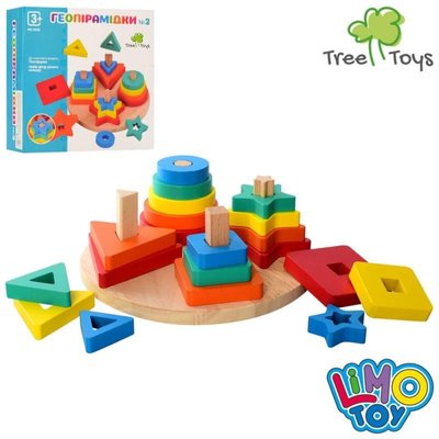 Limo Toy MD 2630 - Развивающая игра из дерева для малышей пирамидка с различными формами