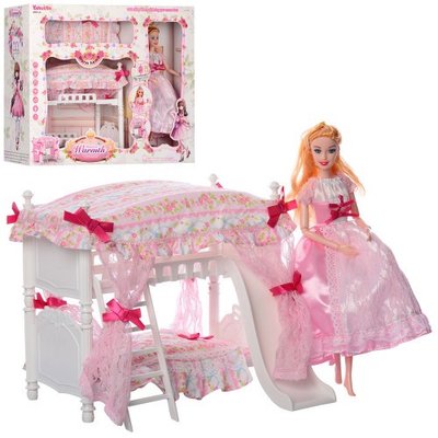 Меблі для ляльки барбі Спальня в класичному стилі, лялька, ліжко, меблі для ляльквого будиночка 6951-A