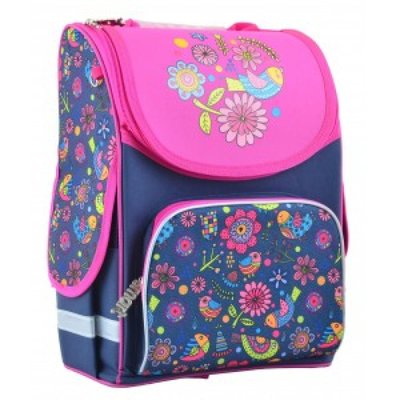 1 Вересня 554472 - Ранець (рюкзак) — каркасний шкільний для дівчинки рожевий — Пташки та квіти, PG-11 Darling, Smart 554472