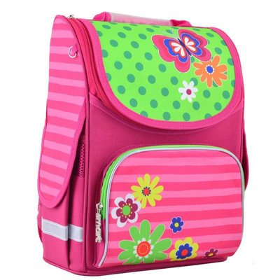 554511 - Ранец (рюкзак) - каркасный школьный для девочки розовый - Цветы, PG-11 Flowers, 554511