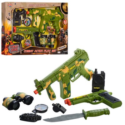 8629 - Игровой детский набор военного - игрушечные автомат и пистолет, с биноклем и рацией