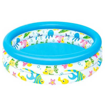 Дитячий круглий надувний басейн для малюків з малюнками рибок 51008