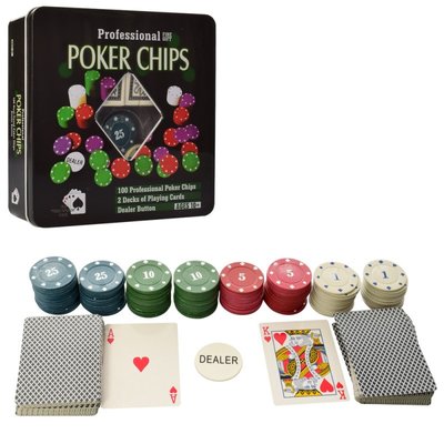 PR25520-2 - Набір для гри в покер (маленький), залізна коробка, PR25520-2