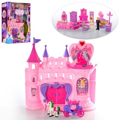 Замок для ляльок принцеси з героями, меблі, карета, музика, світло SG-2991