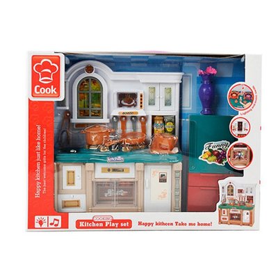 Меблі для ляльки барбі Кухня довжина 27 см, посуд, звук, світло, меблі для будиночка барбі 3021-3