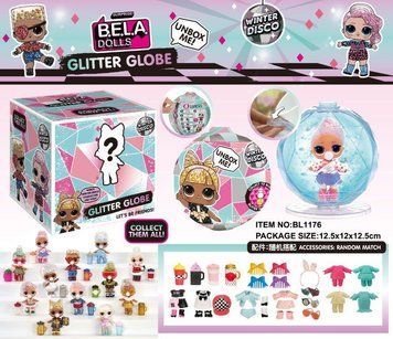 1371512476 - Кукла по типу лол глитер в шаре сюрприз&nbsp;(L.O.L Л.О.Л. сюрприз)&nbsp;BELA DOLLS блестящие волосы