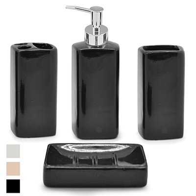 R30158 - Набор для ванной комнаты из 4 предметов, диспенсер для мыла, керамика (глянец), R30158