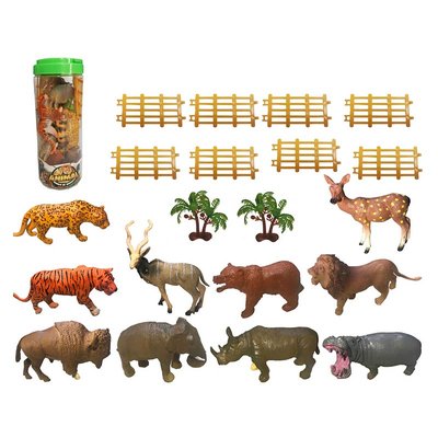 669 - Детский игровой набор дикие животные фигурки: тигр, слон, медведь, бегемот и другие