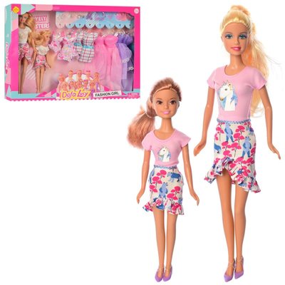 Лялька 29 см з одягом і донька, сукні, взуття, гардероб для ляльки 8447