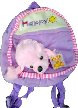 17170 - Рюкзак дитячий м'який собачка пудель рожевий 27х23 см (рюкзак для садка та прогулянок) 17170
