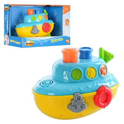 7106 NL - Игрушки для ванной - Набор для купания Корабль, плавает, брызгает водой, звук, свет, WinFun 7106 NL
