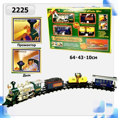 2225 - Железная дорога классический поезд "Паровоз Путешественник" свет, звук, дым, 2225