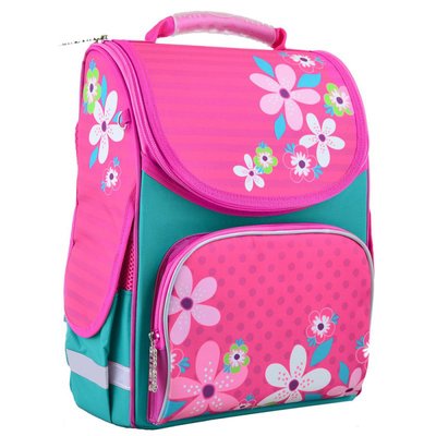 Ранець (рюкзак) — каркасний шкільний для дівчинки рожевий — Квіти, PG-11 Flowers pink, Smart 554445 554445
