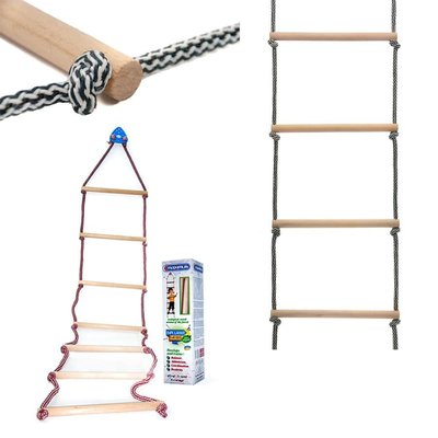 Дитячі мотузкові сходи з жердями з бука. 1652603486 фото товару