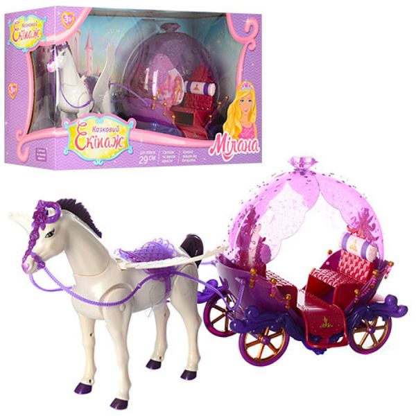 Подарочный набор Карета с лошадью 57 см, лошадь с крыльями ходит, звук, 234B 674317854 фото товара