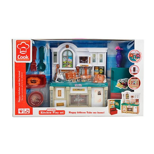 3020-3 - Меблі для ляльки барбі Кухня довжина 27 см, посуд, звук, світло, меблі для будиночка барбі
