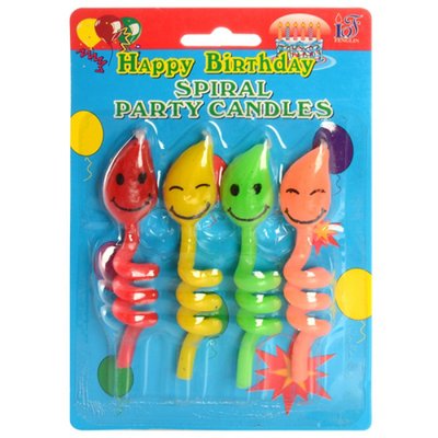 SR071 - Набор свечек для детского дня рождения, праздника - Смайлики на спирали, SR071