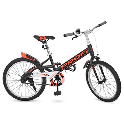 Profi W20115-4 - Детский двухколесный велосипед PROFI 20 дюймов черный с оранжевым, Original W20115-4