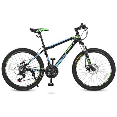 Двоколісний велосипед PROFI 24 дюйми SHIMANO, чорно-салатовий, G24YOUNG A24.3 G24YOUNG A24.3