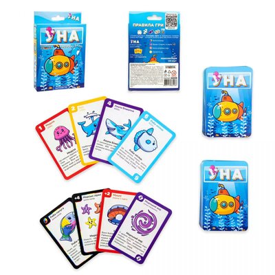 Strateg 30449 - Дитяча настільна гра карткова Уно (Uno) на морську тему - "Уна: Морські друзі" Стратег