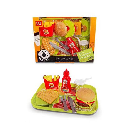 Игровой набор продукты фастфуд, гамбургер, картошка фри, вафли 8956, XJ326