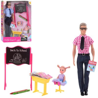 Лялька типу Кен вчитель, серія ляльок Дефа, школа, учень, шкільна дошка, парта 8368