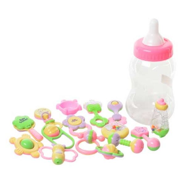 2828 А 24 - Іграшки для немовлят Брязкальця - набір в пляшці 15 штук