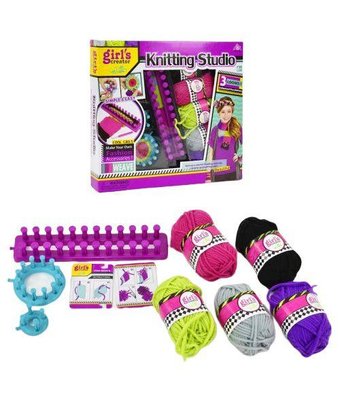 Дитячий набір для в'язання "Knitting Studio", 3 верстати, гачок, голки, нитки, MBK281 MBK281