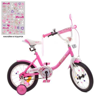 Детский двухколесный велосипед для девочки PROFI 14 дюймов розовый - серия Ballerina Y1481