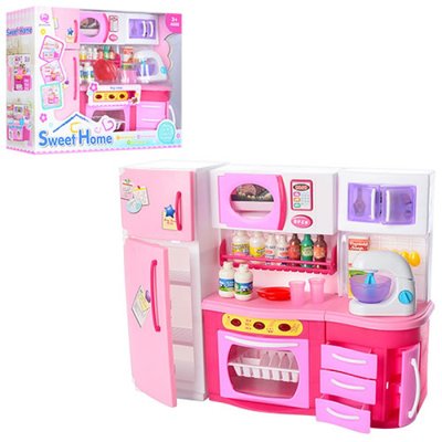 2803S - Мебель для куклы барби - Кухня, холодильник, посуда, мебель для домика барби