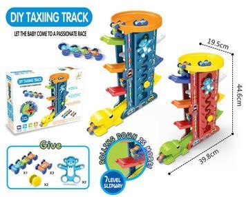 6846 - Трек (дитячий автотрек) трюковий Динозавр, слайдінг трек трамплін, спуск гірки, машинки перевертаються.