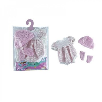 OBB_2024_05 - Одяг для пупса бебі борн або ляльки 35-42 см, ніжно рожевий в'язаний боді, шапочка, шкарпетки