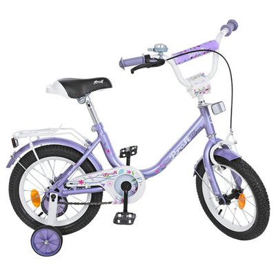Y1483 - Дитячий двоколісний велосипед для дівчинки PROFI 14 дюймів бузковий, Y1483 Flower