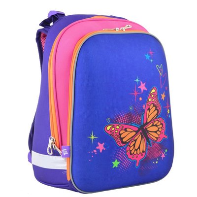 1 Вересня 554579 - Ранец (рюкзак) - каркасный школьный для девочки розовый - Бабочки, H-12, размер 38*29*15, 554579