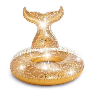 Надувний круг із блискітками — Золота русалока, розмір 147-107-79 см, інтекс intex 56258 56258