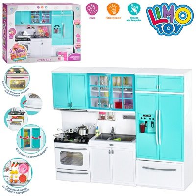 Кухня для лялькового будиночка або для ляльки - плита, мийка, холодильник, аксесуари QF26210G