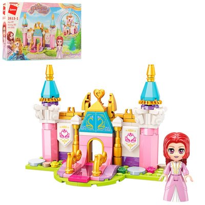 QMan 2613-1 Qman - Конструктор для девочки Замок Принцессы 113 деталей, фигурка принцесса в розовом
