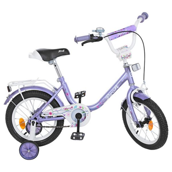 Дитячий двоколісний велосипед для дівчинки PROFI 14 дюймів бузковий, Y1483 Flower Y1483