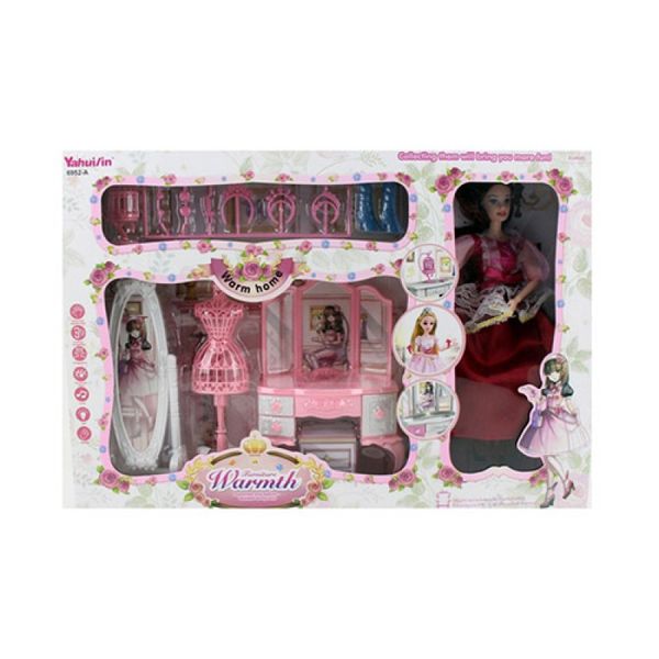 6952-A - Меблі для ляльки барбі в класичному стилі, шарнірна лялька, трюмо, стілець, меблі для будиночка барбі