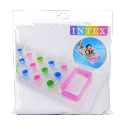 Intex 59894 - Стильный Надувной матрац для воды, стиль стаканы, прозрачный, 188 х 71 см, Intex 59894