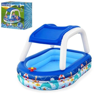 Bestway 54370 - Детский надувной бассейн в виде катера, с навесом