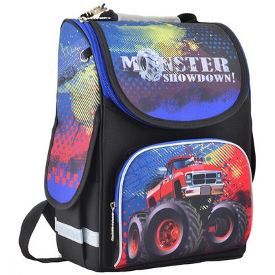 1 Вересня 554533 - Ранець (рюкзак) - каркасный школьный для мальчика - Машинка монстер джип, PG-11 Monster showdown, 554533