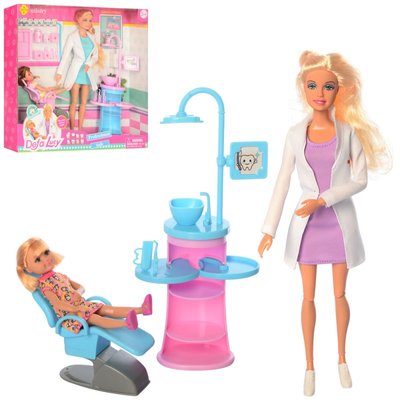Лялька лікар стоматолог, меблі, крісло стоматолога, дівчинка, серія ляльок Дефа 8408-BF