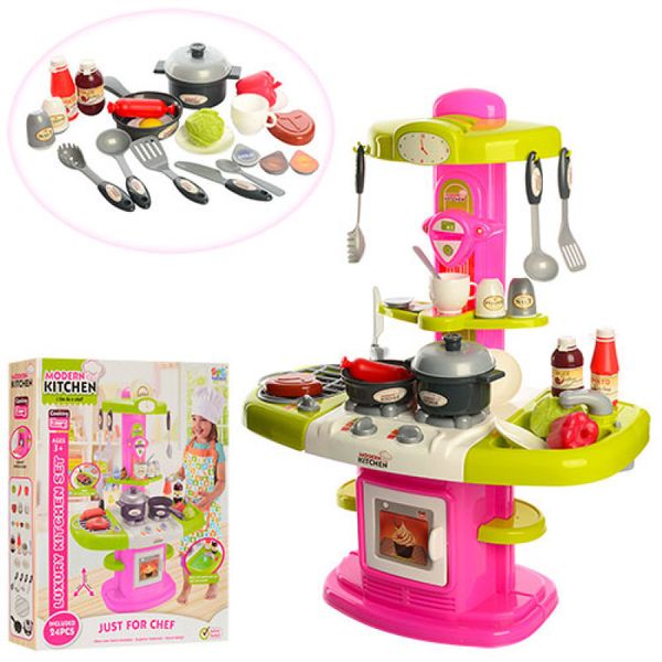 Limo Toy 16808 - Детская кухня, посуда, духовка, мойка, 24 предмета, звук, свет, на батарейке