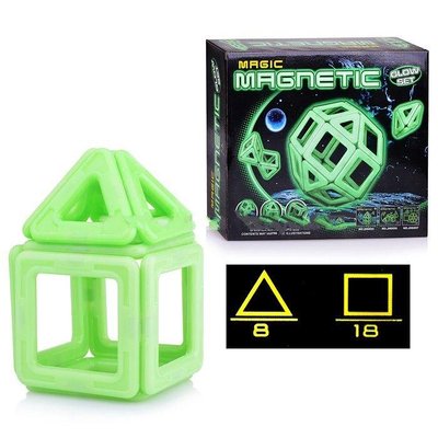 Магнітний конструктор "Magic Magnetic", зі світними деталями 6896