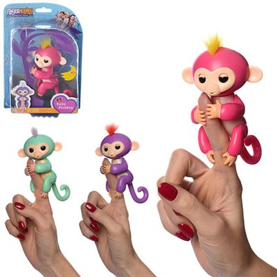 708 - Фигурка Обезьянка (мавпочка) Fingerlings на палец интерактивная 12 см 708 FNG, 3 цвета, на листе, 15-22,5-7 см