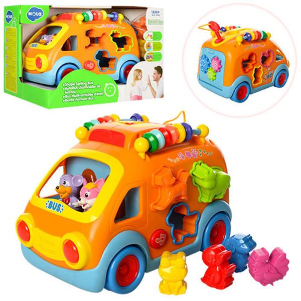 Limo Toy 988, RT8822 - Дитяча музична розвиваюча іграшка машинка Автобус сортер, світло, музика